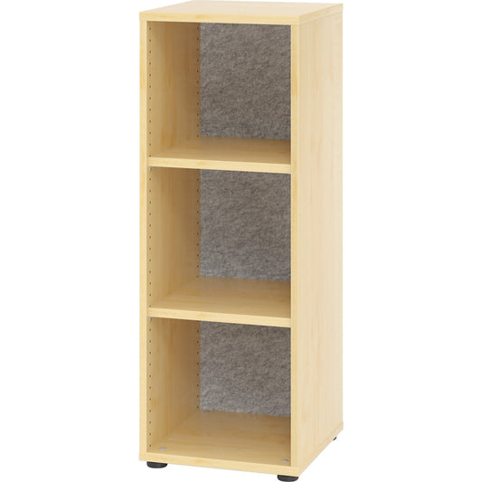 ANNY-AC - Shelf unit with acoustic rear panel, HxWxD 1100 x 400 x 400 mm, 2 shelves, maple finish.