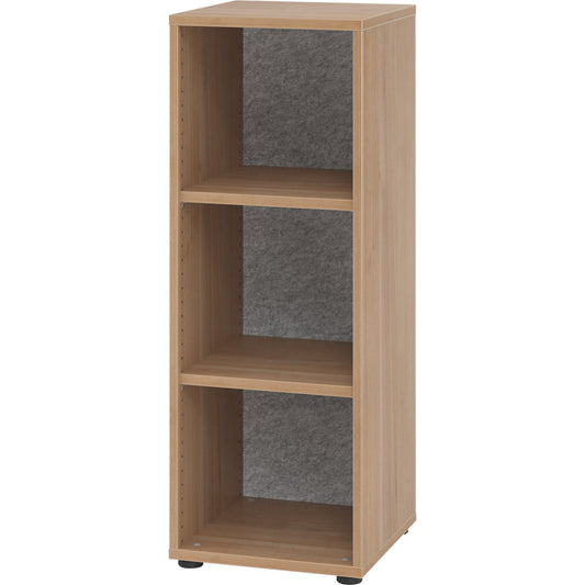 ANNY-AC - Shelf unit with acoustic rear panel, HxWxD 1100 x 400 x 400 mm, 2 shelves, walnut finish.