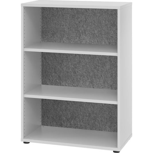 ANNY-AC - Shelf unit with acoustic rear panel, HxWxD 1100 x 800 x 400 mm, 2 shelves, light grey.