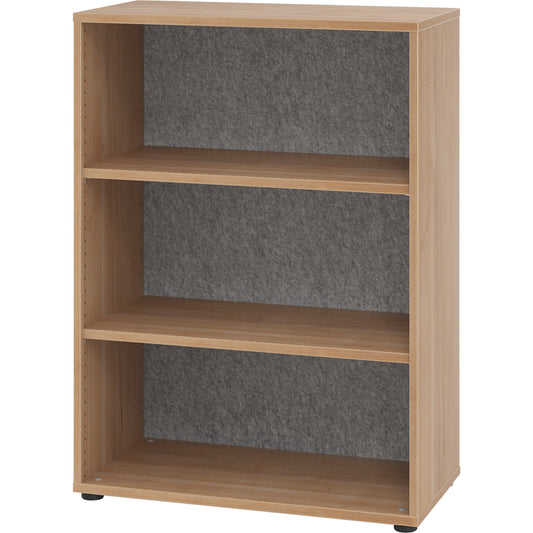 ANNY-AC - Shelf unit with acoustic rear panel, HxWxD 1100 x 800 x 400 mm, 2 shelves, walnut finish.