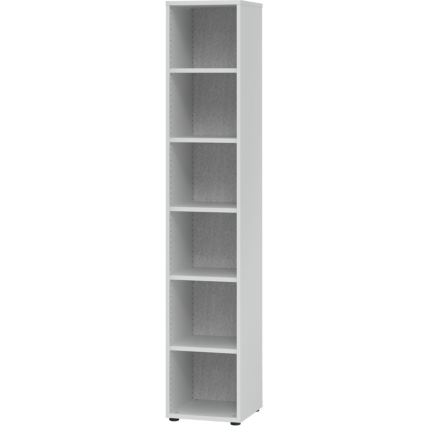 ANNY-AC - Shelf unit with acoustic rear panel, HxWxD 2156 x 400 x 400 mm, 5 shelves, light grey.