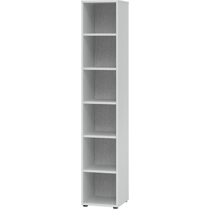 ANNY-AC - Shelf unit with acoustic rear panel, HxWxD 2156 x 400 x 400 mm, 5 shelves, light grey.