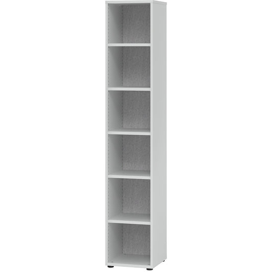 ANNY-AC - Shelf unit with acoustic rear panel, HxWxD 2156 x 400 x 400 mm, 5 shelves, light grey.