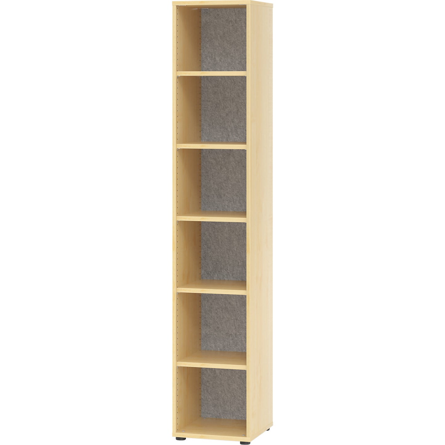 ANNY-AC - Shelf unit with acoustic rear panel, HxWxD 2156 x 400 x 400 mm, 5 shelves, maple finish.