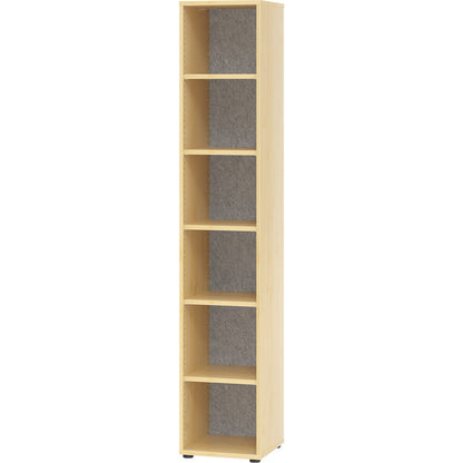 ANNY-AC - Shelf unit with acoustic rear panel, HxWxD 2156 x 400 x 400 mm, 5 shelves, maple finish.