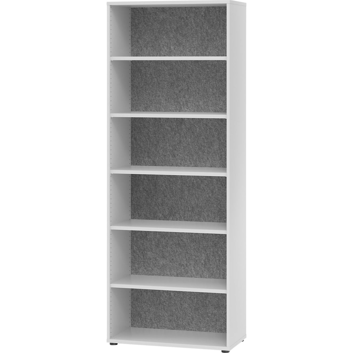 ANNY-AC - Shelf unit with acoustic rear panel, HxWxD 2156 x 800 x 400 mm, 5 shelves, light grey.