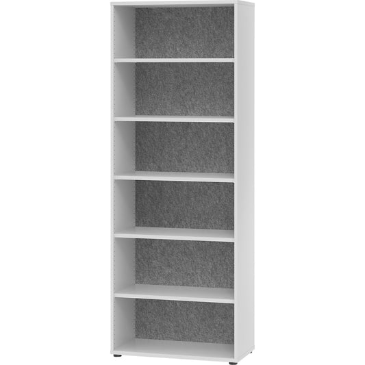 ANNY-AC - Shelf unit with acoustic rear panel, HxWxD 2156 x 800 x 400 mm, 5 shelves, light grey.