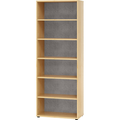 ANNY-AC - Shelf unit with acoustic rear panel, HxWxD 2156 x 800 x 400 mm, 5 shelves, maple finish.