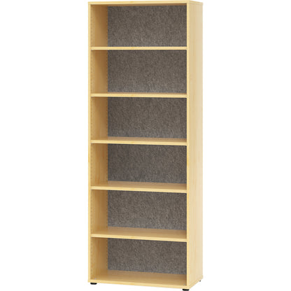 ANNY-AC - Shelf unit with acoustic rear panel, HxWxD 2156 x 800 x 400 mm, 5 shelves, maple finish.