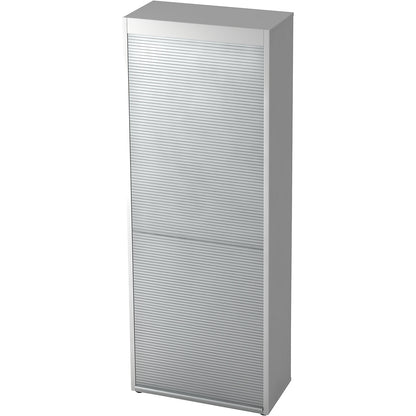 ANNY-AC - Roller shutter cupboard with acoustic rear panel, 5 shelves, light grey.