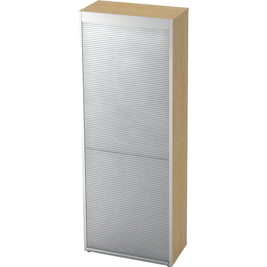 ANNY-AC - Roller shutter cupboard with acoustic rear panel, 5 shelves, maple finish.