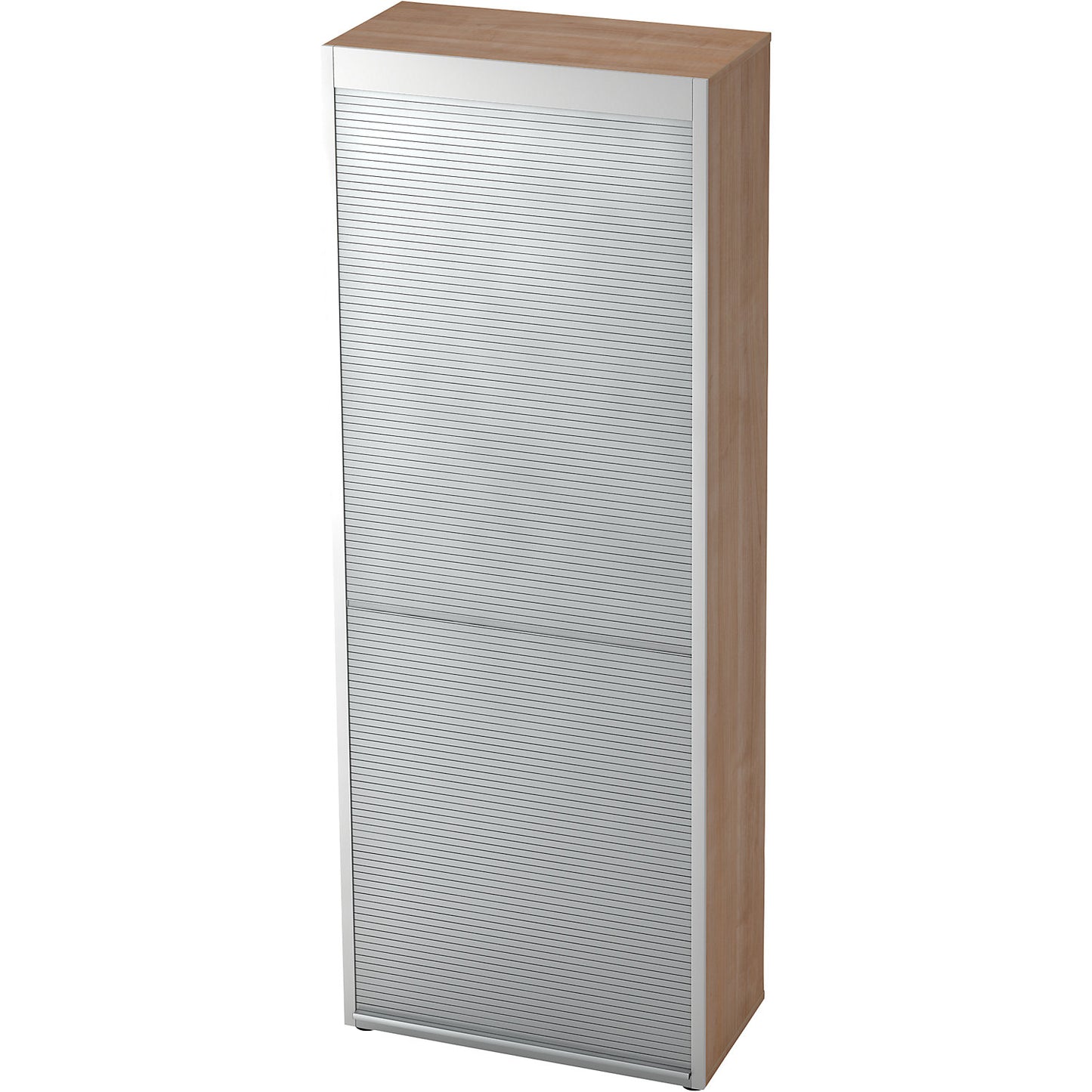 ANNY-AC - Roller shutter cupboard with acoustic rear panel, 5 shelves, walnut finish.