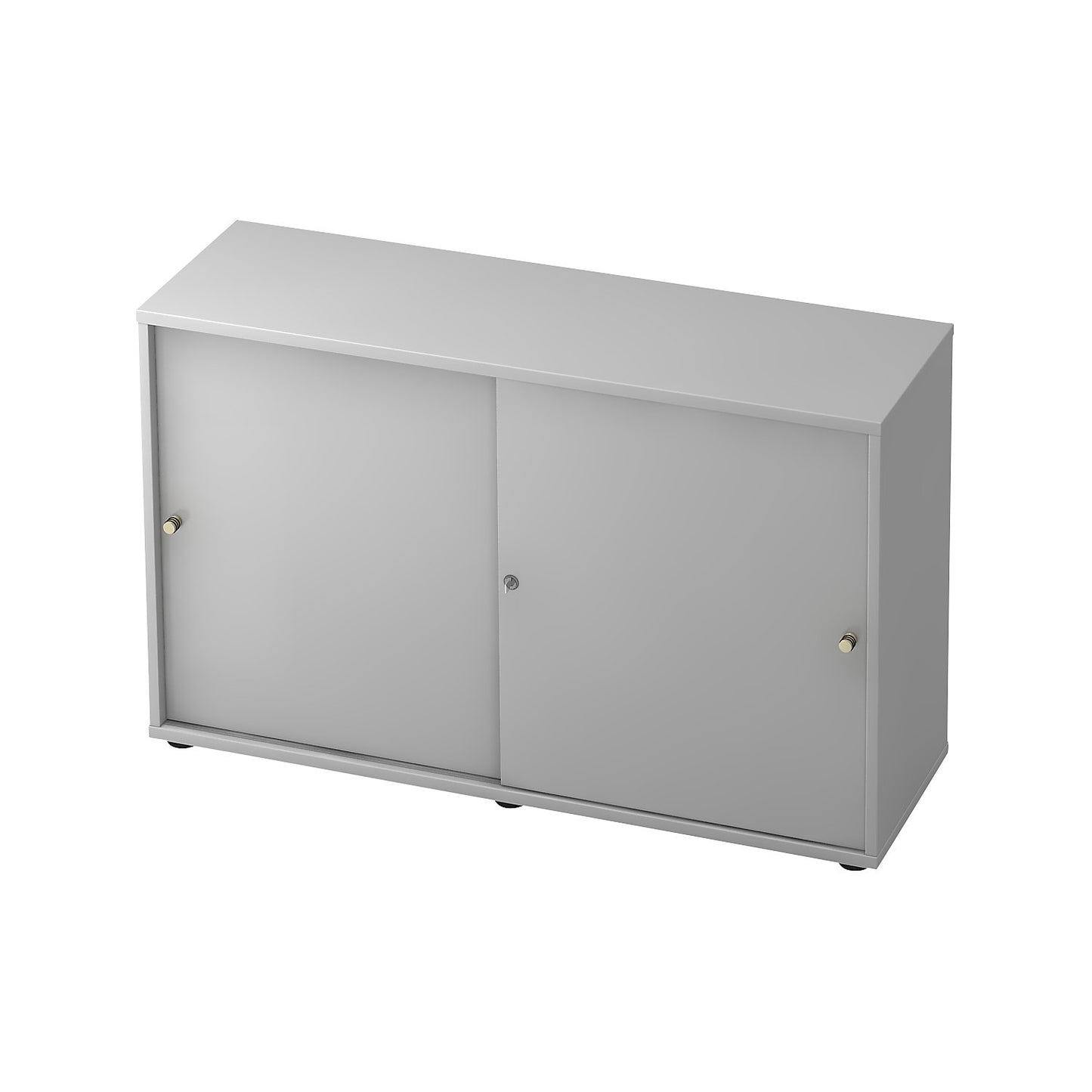 ANNY-AC - Sliding door cupboard with acoustic rear panel, 1 shelf, centre partition, light grey.