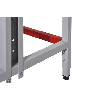 BASIC complete packing table, with add-on rails, cardboard packaging shelf and top shelf, HxWxD 780 x 1600 x 900 mm.