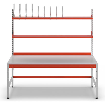 PROFI complete packing table, with cardboard packaging shelf and top shelf, HxWxD 780 x 2000 x 900 mm.