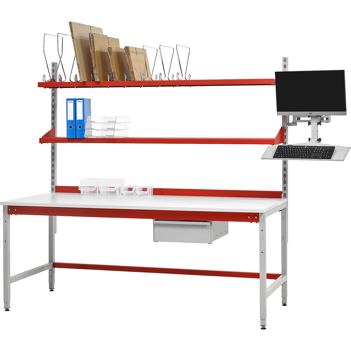 Height adjuster, for packing bench working height, adjustment range 780 - 1050 mm.