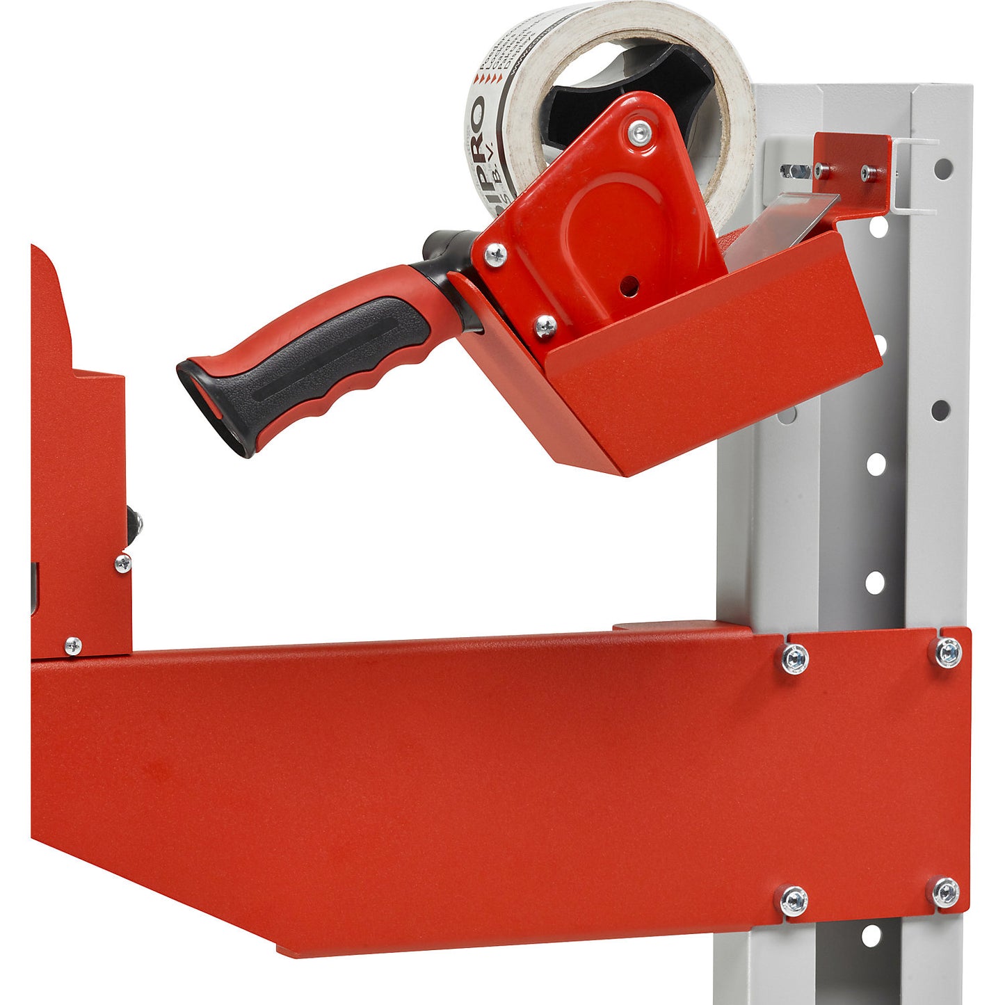 Bracket for packaging tape dispenser, for cutting stands, for tape width up to 50 mm.
