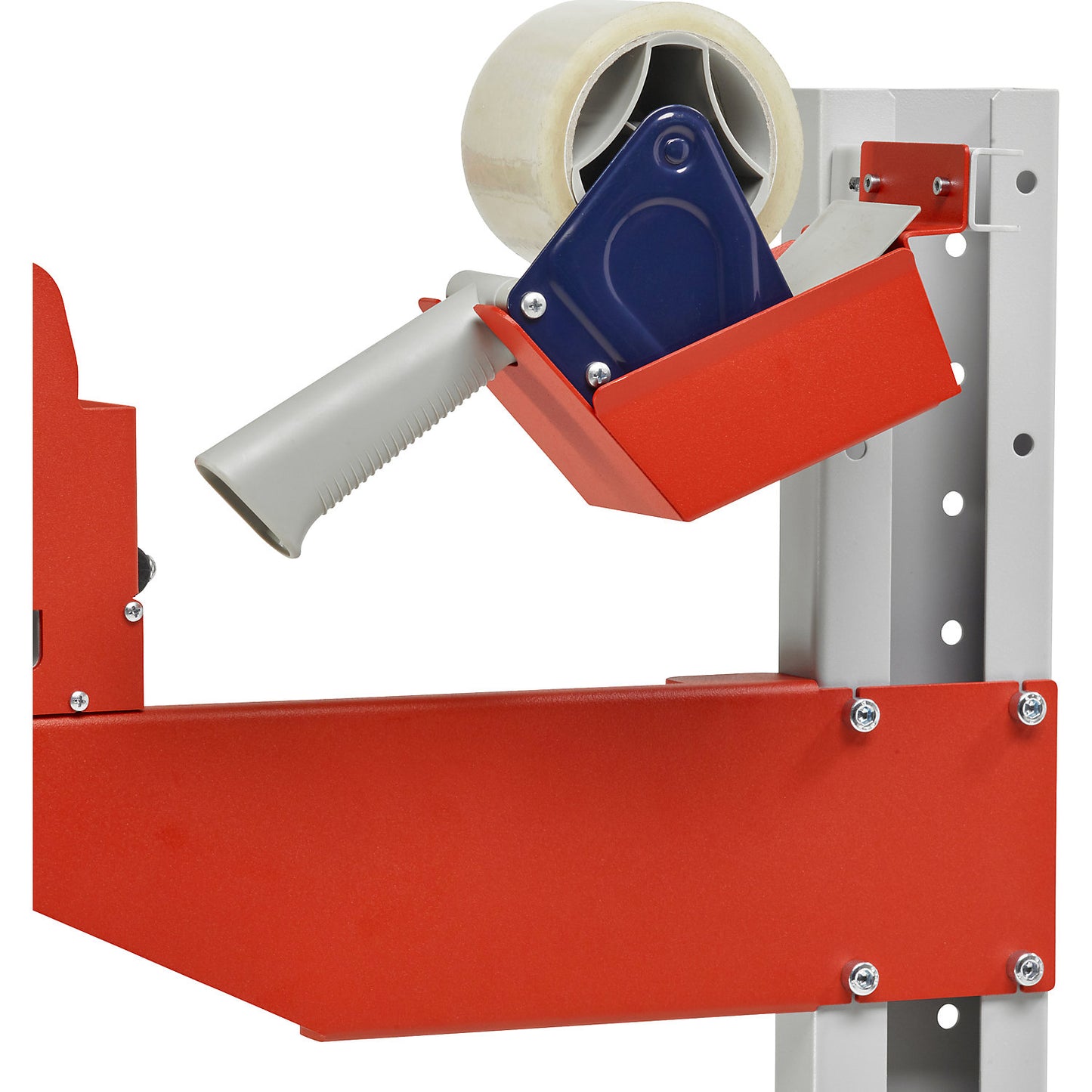 Bracket for packaging tape dispenser, for cutting stands, for tape width up to 75 mm.