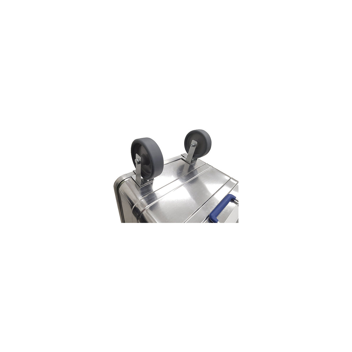 Pair of wheels, can be fitted later, for aluminium boxes.