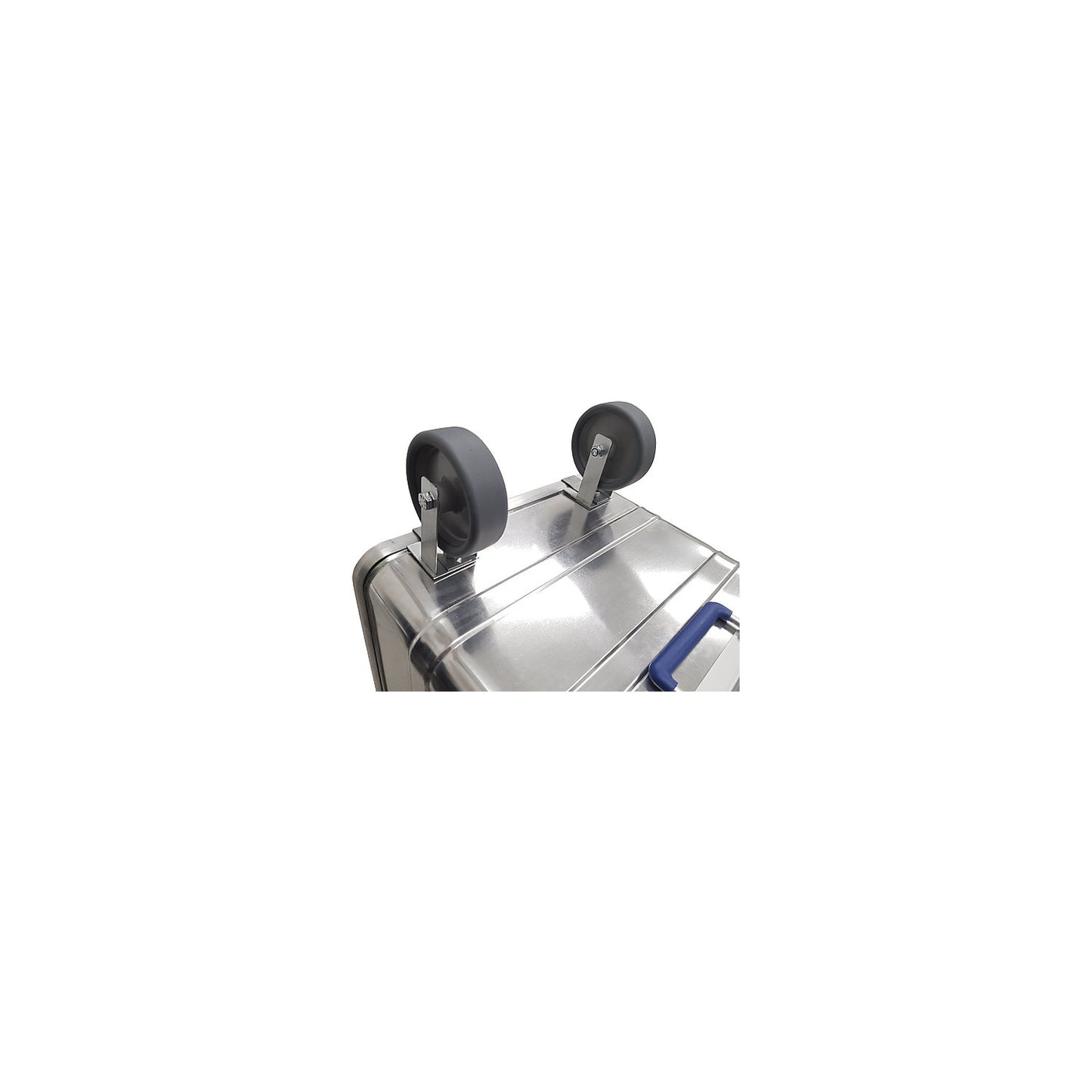 Pair of wheels, can be fitted later, for aluminium boxes.
