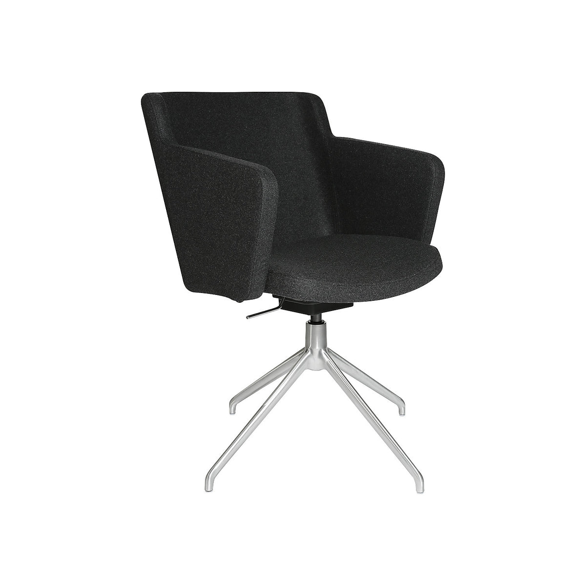 SFH visitors' chair, 3D seat joint and aluminium five star base, charcoal.