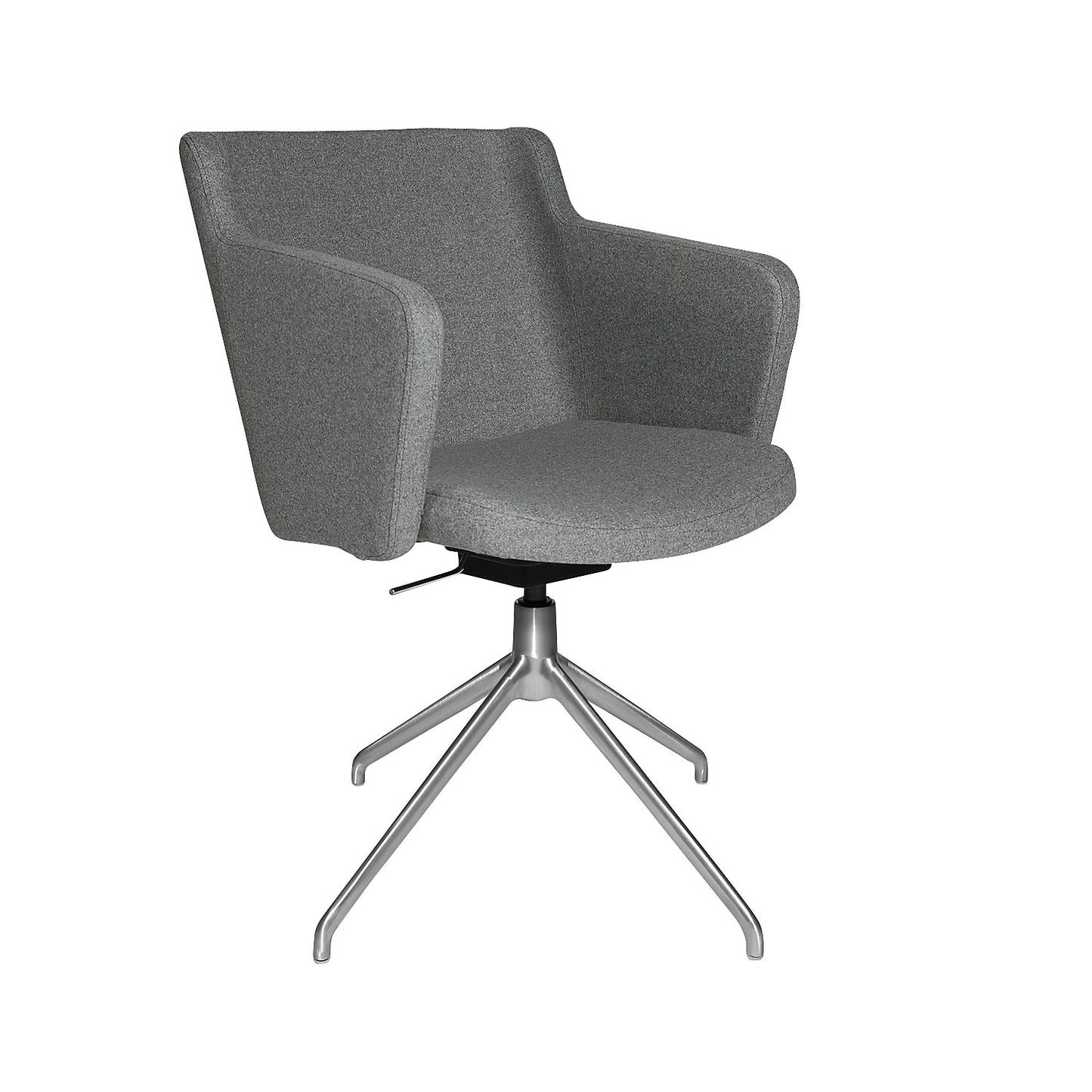 SFH visitors' chair, 3D seat joint and aluminium five star base, light grey.