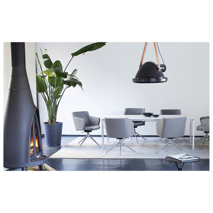 SFH visitors' chair, 3D seat joint and aluminium five star base, charcoal.