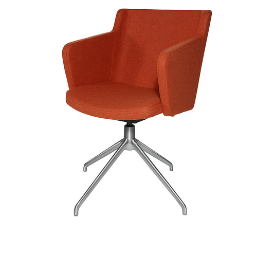 SFH visitors' chair, 3D seat joint and aluminium five star base, orange.