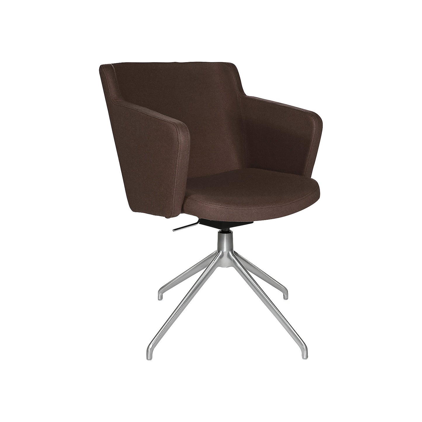 SFH visitors' chair, 3D seat joint and aluminium five star base, brown.
