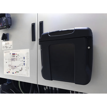 PE document box, for indoor and outdoor use, black.