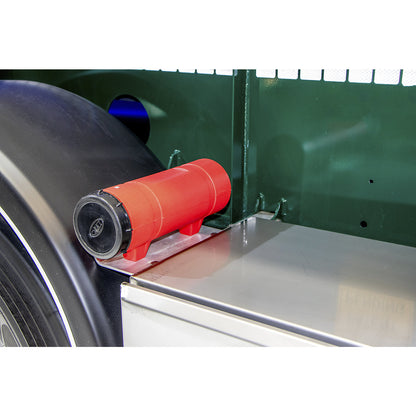 PE document transport tube, screw on lid secured by chain, red.