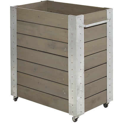 Planter box with castors, HxWxD 950 x 870 x 500 mm, grey brown.