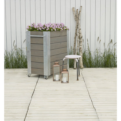 Planter box with castors, HxWxD 950 x 870 x 500 mm, grey brown.