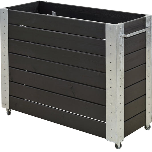Planter box with castors, HxWxD 950 x 1200 x 500 mm, black.