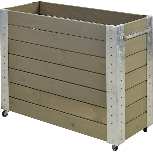 Planter box with castors, HxWxD 950 x 1200 x 500 mm, grey brown.