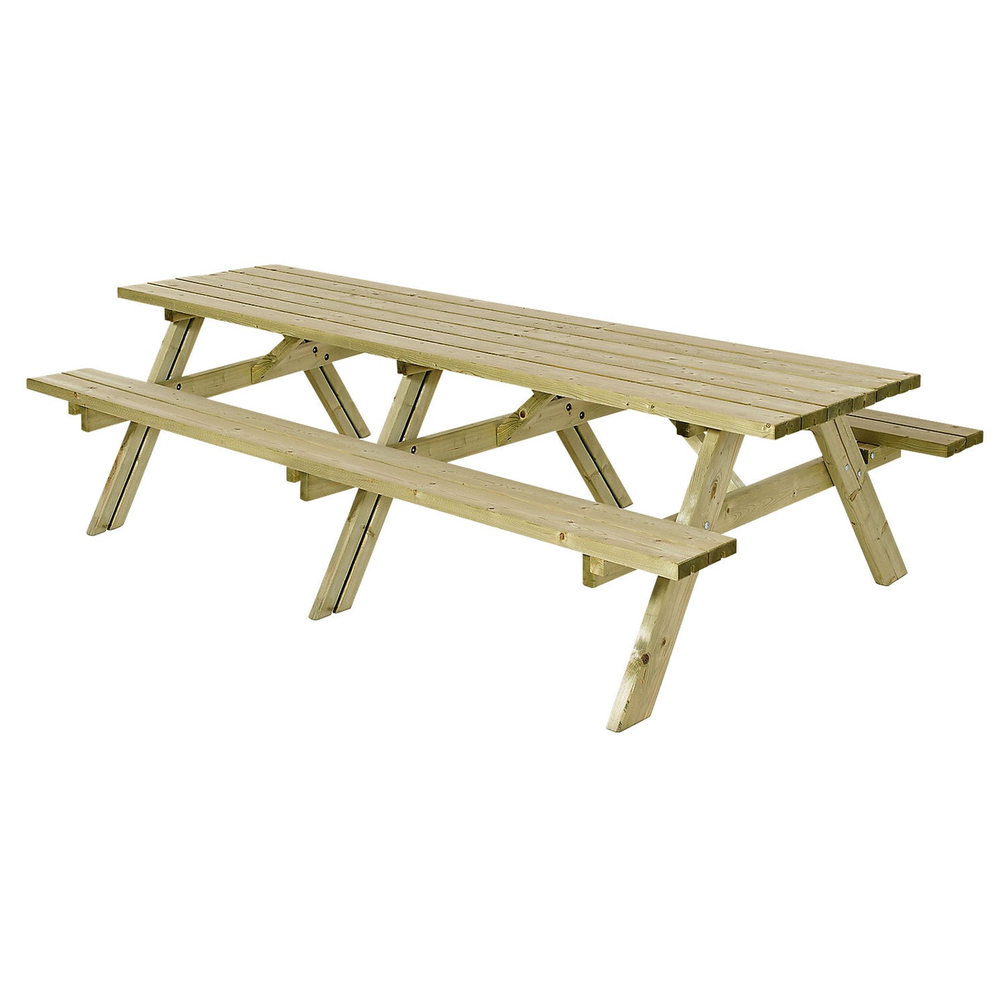 Picnic bench, certified pine wood, natural, for 10 people.