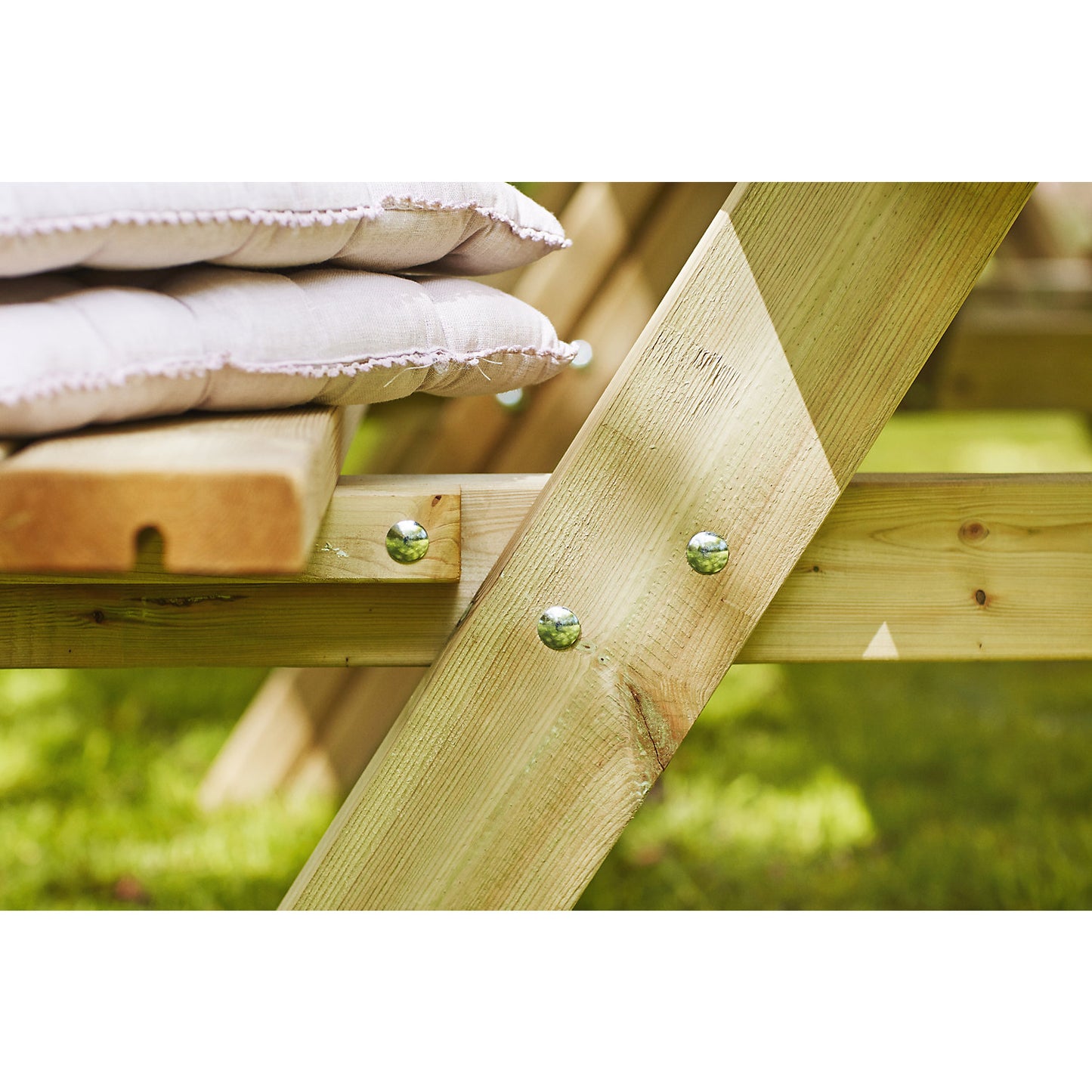 Picnic bench, certified pine wood, natural, for 10 people.
