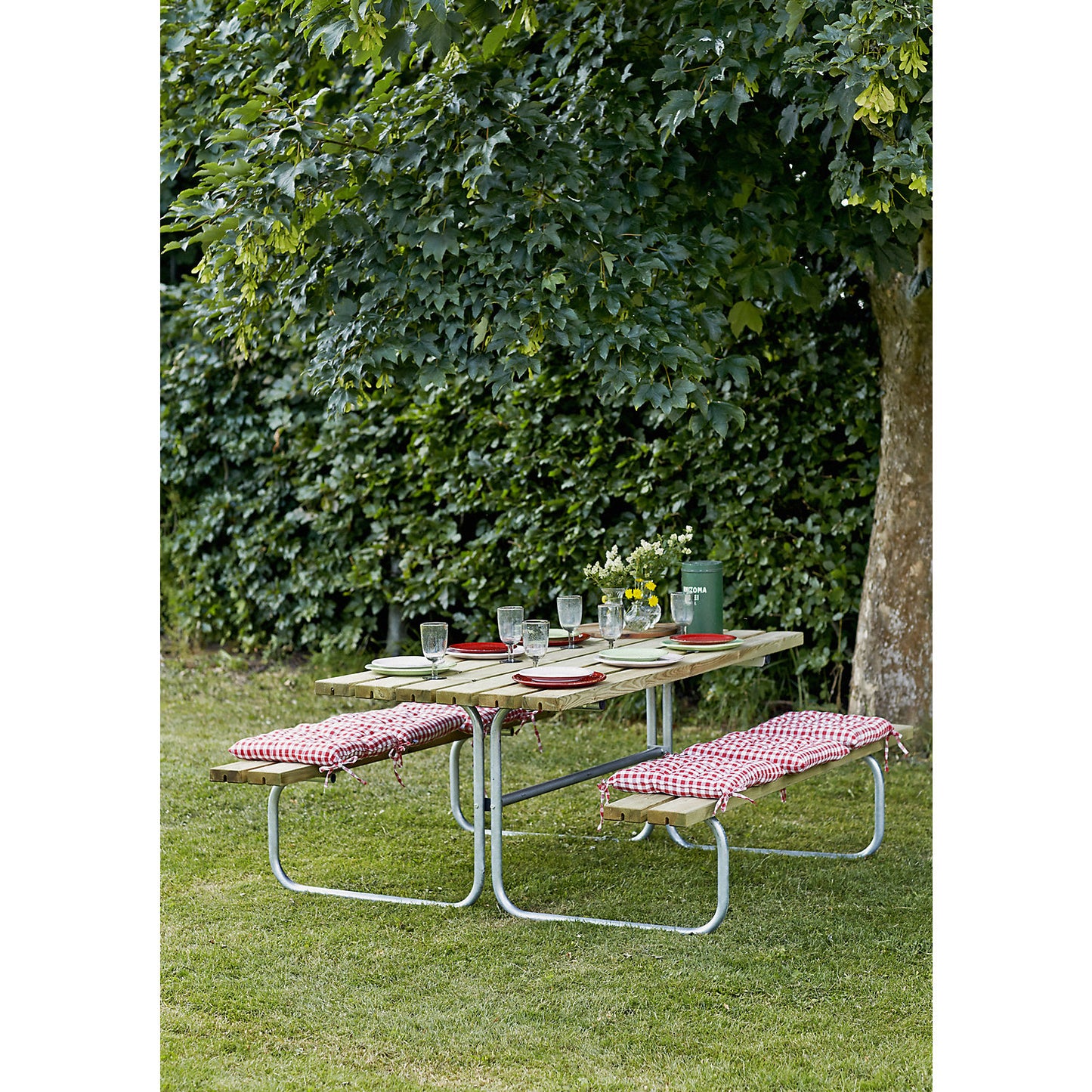 Picnic bench, length 1770 mm, coniferous wood, without backrest, natural.