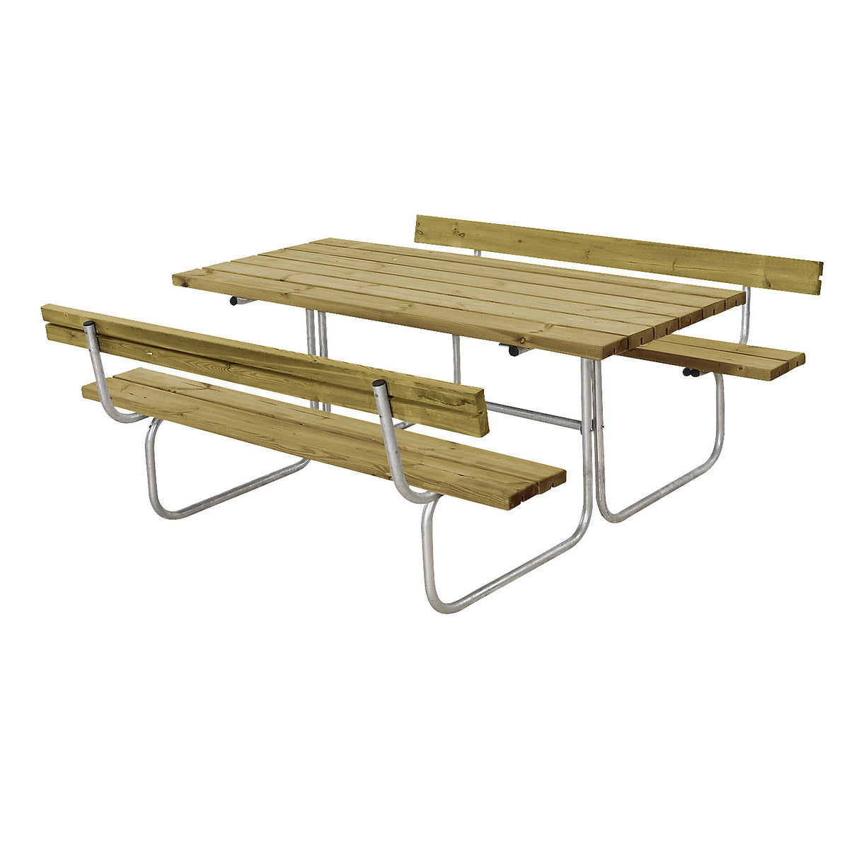 Picnic bench, length 1770 mm, coniferous wood, with backrest, natural.