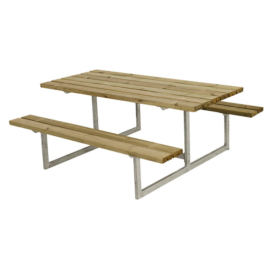 Picnic bench, for 6 people, depth 1600 mm, without backrest, natural.