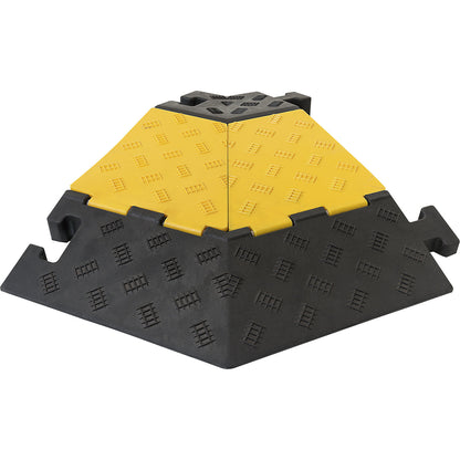 Cable bridge, height 50 mm, angled piece, right, LxWxH 590 x 570 x 50 mm, black.