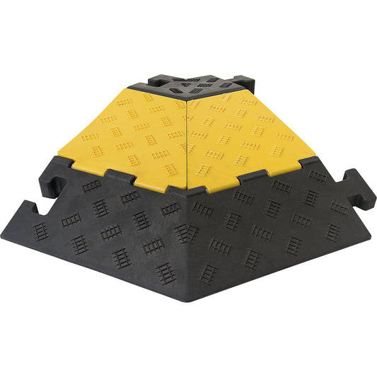 Cable bridge, height 50 mm, angled piece, right, LxWxH 590 x 570 x 50 mm, black.