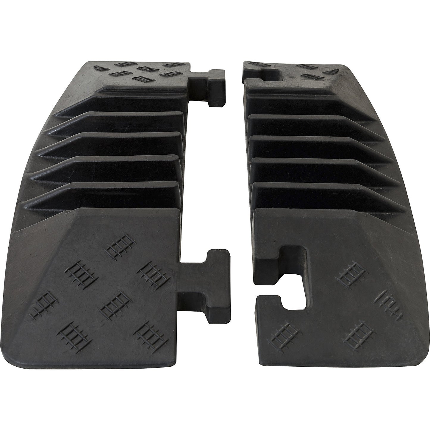 Cable bridge, height 50 mm, end element, tongue, LxWxH 590 x 190 x 50 mm, black.