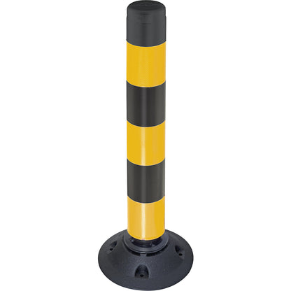 FlexPin barrier post, height 760 mm, yellow / black reflective.