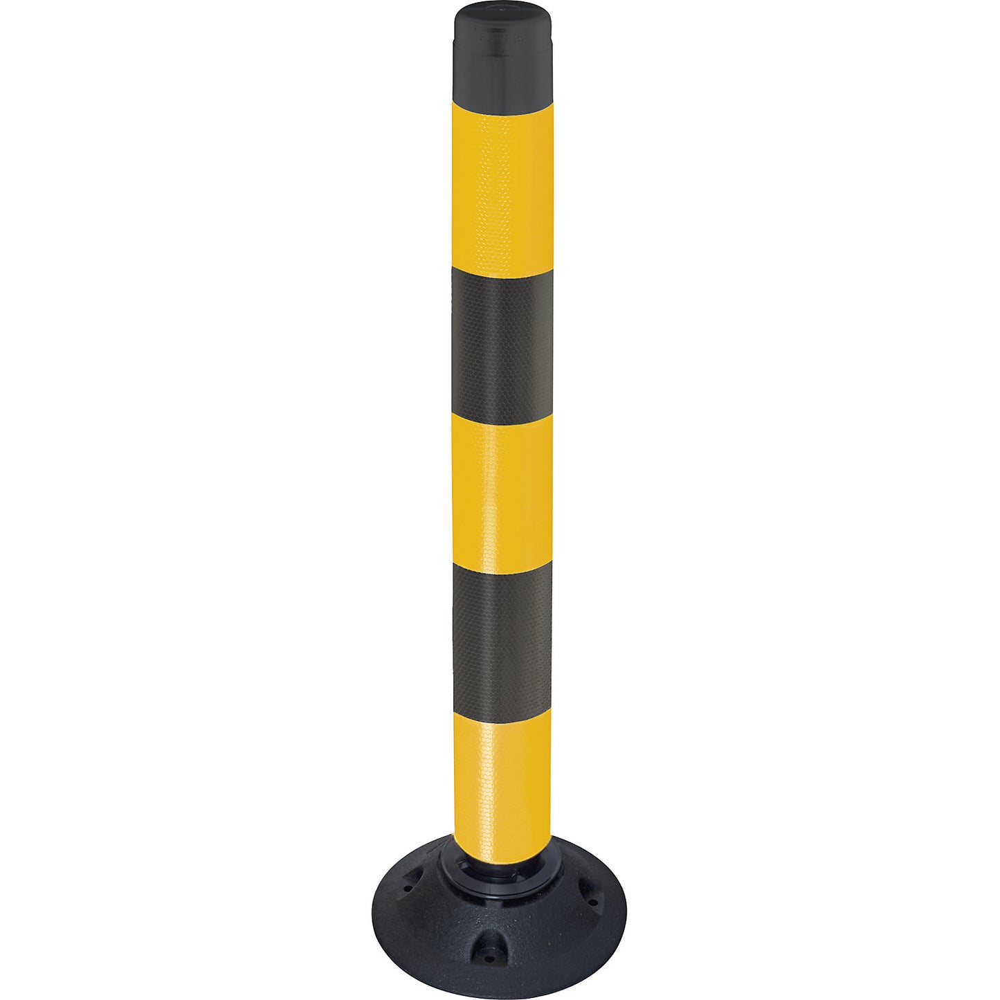 FlexPin barrier post, height 1000 mm, yellow / black reflective.