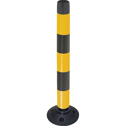 FlexPin barrier post, height 1000 mm, yellow / black reflective.