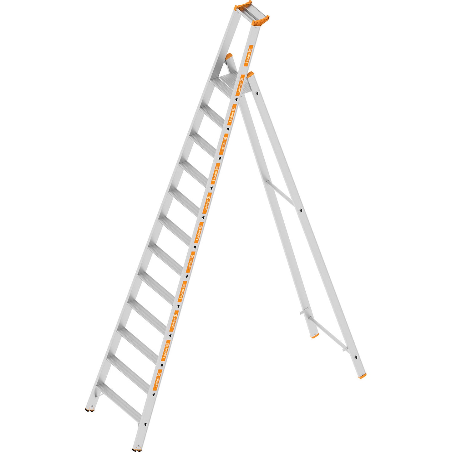 Step ladder, single sided access, 12 steps incl. platform.
