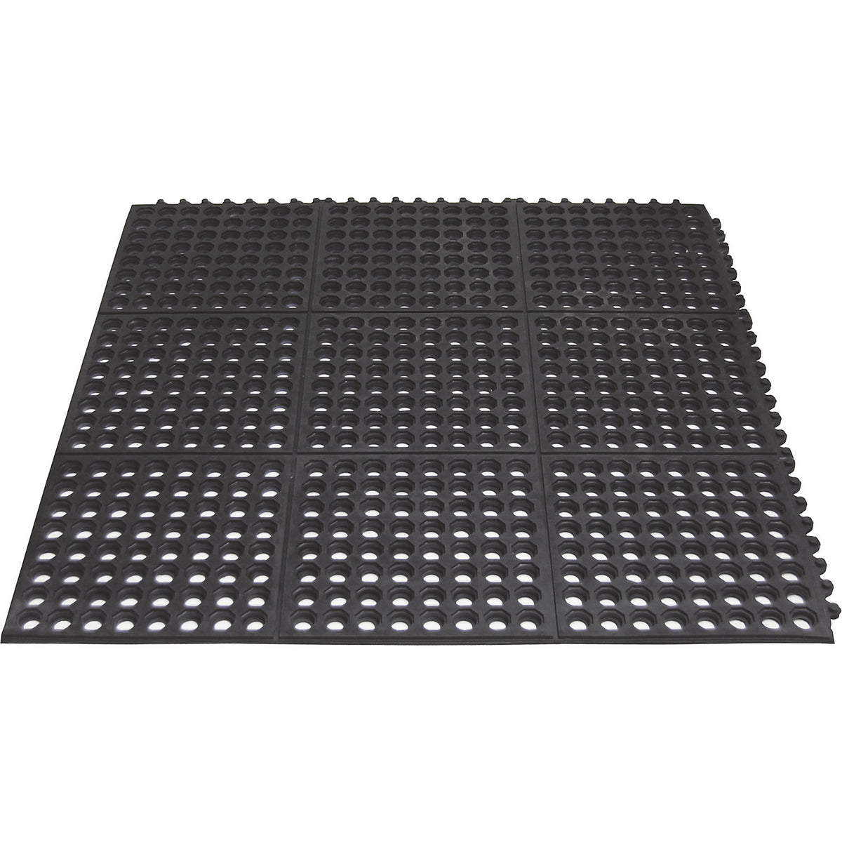 Industrial workstation matting, Yoga Octa Basic all-round matting, 900 x 900 mm, perforated surface.