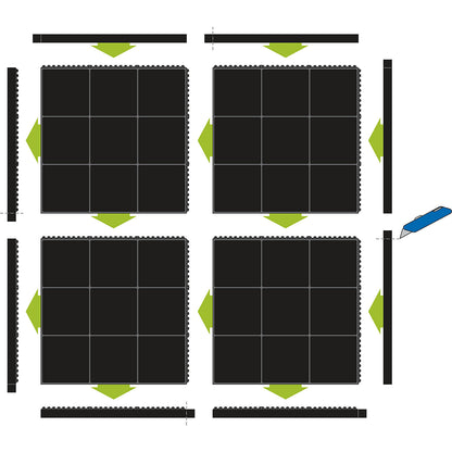 Yoga Solid Spark welders' workplace matting, HxWxD 17 x 900 x 900 mm, black, closed surface.