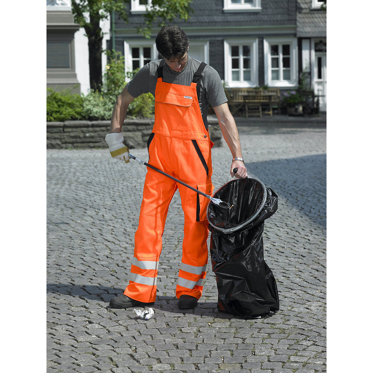 Refuse sack bracket / bag holder, for 120 l capacity, pack of 5, silver / black.